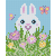 Pixel szett 1 normál alaplappal, színekkel, nyuszi (801352) kreatív és készségfejlesztő