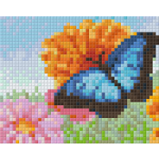 Pixel szett 1 normál alaplappal, színekkel, pillangó virágokkal (801364) kreatív és készségfejlesztő