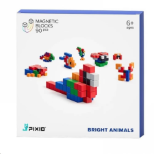 PIXIO Mágneses kocka építőkészlet - Bright Animals 90 darabos makett