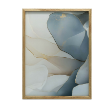 PLAKÁT FALRA ARANY KERETBEN, KÉK VIRÁGOK, ELEGÁNS 70x100 grafika, keretezett kép