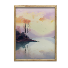 PLAKÁT FALRA ARANY KERETBEN, PASZTELL TÁJ 30x40 CM grafika, keretezett kép