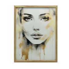PLAKÁT FALRA ARANY KERETBEN REJTŐ PORTRÉ 50x70 CM MATT PAPÍR grafika, keretezett kép