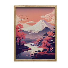 PLAKÁT FALRA FEHÉR FA KERETBEN, ABSZTRAKT VULKÁN 30X40 CM grafika, keretezett kép