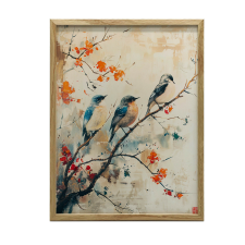 PLAKÁT KERETFALHOZ ÉLETVIRÁGKKAL TELEPÜLŐ ÁG 30x40 CM grafika, keretezett kép