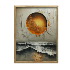 PLAKÁT KERETFALHOZ GOLDEN HORIZON NAGY NAPPALI 50x70 CM grafika, keretezett kép