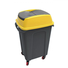 Planet Hippo Billenős Szelektív hulladékgyűjtő szemetes, műanyag, antracit/sárga, 50L szemetes
