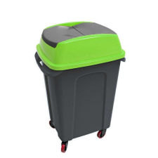 Planet Hippo Billenős Szelektív hulladékgyűjtő szemetes, műanyag, antracit/zöld, 50L szemetes