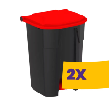 Planet Pedálos szelektív hulladékgyűjtő szemetes Fekete-Piros 50L (Karton - 2 db) szemetes