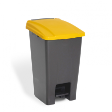 Planet Szelektív hulladékgyűjtő konténer, műanyag, pedálos, antracit/sárga, 70L szemetes