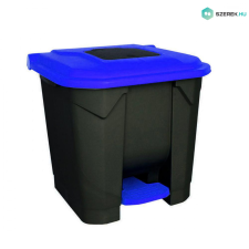Planet Szelektív hulladékgyűjtő konténer, műanyag, pedálos, fekete/kék, 30L szemetes