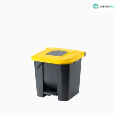 Planet Szelektív hulladékgyűjtő konténer, műanyag, pedálos, fekete/sárga, 30L szemetes
