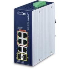 Planet Technology Corp. PLANET Industrial 4-Port GE 802.3at + 2 GE + 2 100/1000X SFP (IGS-824UPT) hub és switch