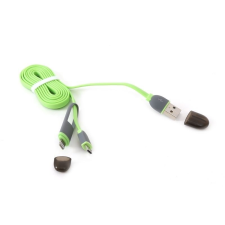 Platinet 2az1-ben MicroUSB & Lightning kábel 1m zöld (PUC2PG) kábel és adapter