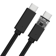 Platinet USB-C - USB-C kábel, 5A, 100W (20V/5A),  USB 2.0 high speed (480Mbps), gyorstöltés, fekete, 1m kábel és adapter