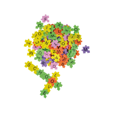 Playbox : Színes szivacs puzzle elemek különböző színekkel és betűkkel 2000db 20x20mm puzzle, kirakós