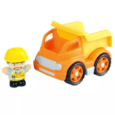 Playgo : Műanyag dömper építőmunkás figurával - sárga autópálya és játékautó