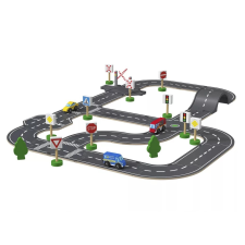 Playtive City Road Set Fa autópálya szett, városi - utca készlet, 35 darabos autópálya és játékautó