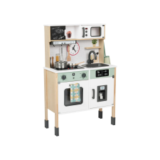 Playtive GR-2023 hangot adó, világító fa konyha 66 x 30 x 103 cm elektromos játék babakonyha hűtővel, sütővel, mikróval, mosogatóval, főzőlappal és kiegészítőkkel konyhakészlet