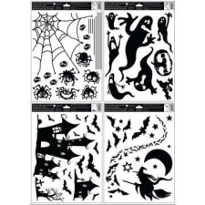 PLUS LINE Fekete Halloween mintás ablakmatrica, 30 x 42 cm - többféle party kellék