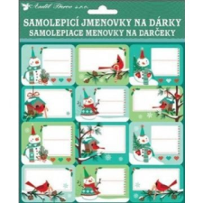 PLUS LINE Hóember mintás ajándékkísérő matrica, 18 x 18 cm - 24 db-os party kellék
