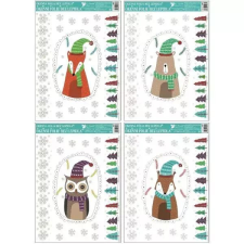 PLUS LINE Téli állatkás mintás csillogó ablakmatrica - 38 x 30 cm, többféle party kellék