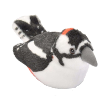 Plüss játék hanggal - Pied harkály, 15 cm, szürke, plusz plüssfigura