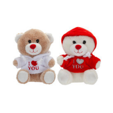  Plüss maci 11 cm I love you pulcsiban, 2 féle plüssfigura