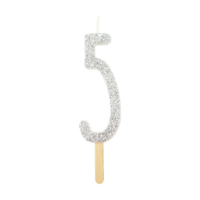 PME glitter gyertya, ezüst, 5 sütés és főzés