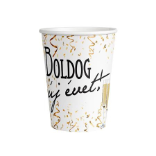 . Pohár, papír, 250 ml, &quot;Boldog Új évet&quot; party kellék