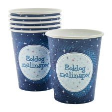 . Pohár, papír, "Boldog Születésnapot", kék party kellék