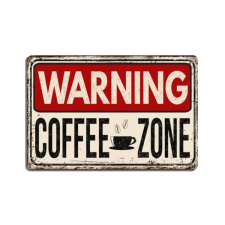 Point RETRO FÉMTÁBLA WARNING COFFEE ZONE 20X30CM dekoráció