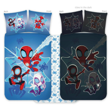 Pókember Spidey sötétben világító gyerek, ovis ágyneműhuzat 100x135cm, 40x60cm babaágynemű, babapléd