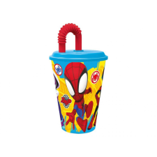 Pókember szívószálas pohár műanyag 430 ml - Világoskék - Sárga babaétkészlet