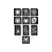  Pókok, pókhálók - csillámtetoválás SABLON készlet - 10 darabos csillámtetoválás