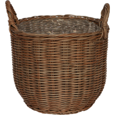 Polirattan fogantyús kosár 33 cm x 34,5 cm barna kerti tárolás