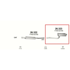 POLMO Kipufogó, hátsó, Toyota Avensis, 1.6-2.0, 1997-2000.07 kipufogó alkatrész