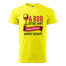 Póló A bor olyan mint a ragasztószalag mintával - Sárga L méretben ajándéktárgy