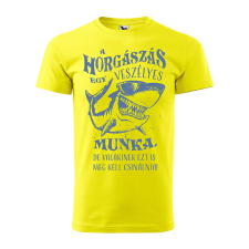 Póló A horgászás egy veszélyes munka mintával - Sárga S méretben ajándéktárgy