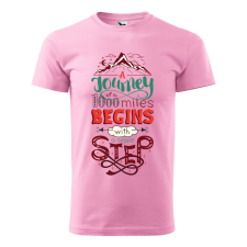  Póló A journey of a 1000 miles mintával - Rózsaszín L méretben ajándéktárgy