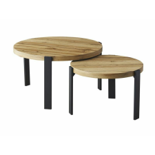  Polo Artisan Kerek MDF Dohányzóasztal Készlet Tölgy/Fekete bútor