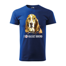 Póló Basset hound mintával - Kék L méretben ajándéktárgy