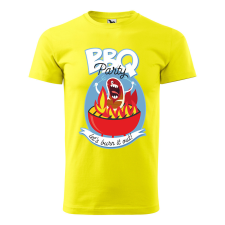  Póló BBQ party  mintával Sárga M egyedi ajándék