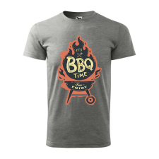 Póló BBQ time mintával - Szürke M méretben v2 ajándéktárgy