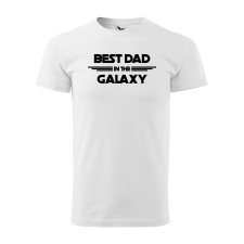 Póló Best dad in the galaxy mintával - Fehér XXL méretben ajándéktárgy
