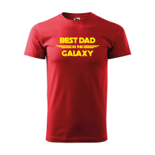  Póló Best dad in the galaxy  mintával Piros S egyedi ajándék