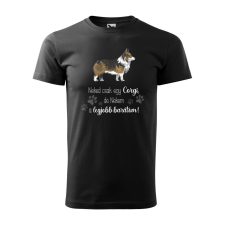 Póló Corgi mintával - Fekete M méretben v1 ajándéktárgy