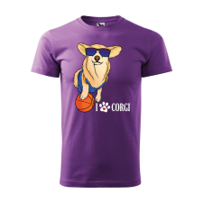 Póló Corgi mintával - Lila XL méretben v2 ajándéktárgy