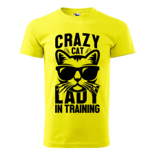 Póló Crazy cat mintával - Sárga M méretben ajándéktárgy