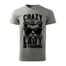 Póló Crazy cat mintával - Szürke XL méretben ajándéktárgy