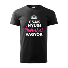 Póló Csak nyugi óvónéni vagyok mintával - Fekete L méretben ajándéktárgy
